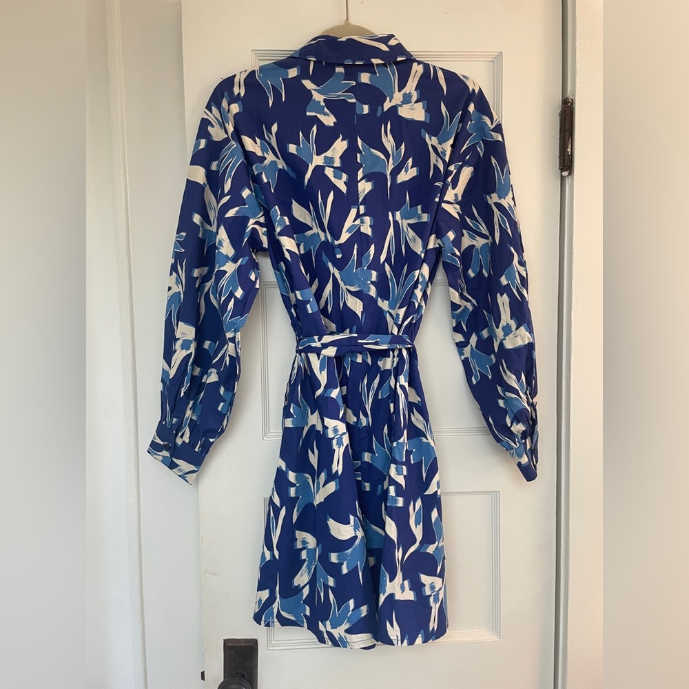 Scoop NYC Blue and White Long Sleeve Sundress